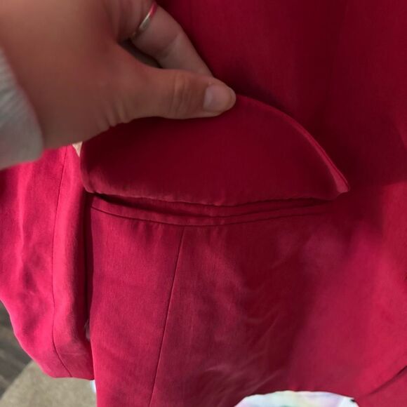 Talbots 100% silk vintage Red Blazer Structured Suit Jacket size 6 pinkish red - Picture 9 of 10